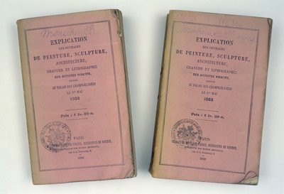 أغلفة أمامية لكتالوجين للصالون الفرنسي مقدمة للسيد والسيدة باوز ، 1868 بواسطة المدرسة الفرنسية