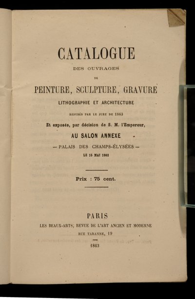 واجهة للكتالوج لصالون رفض 1863 بواسطة المدرسة الفرنسية