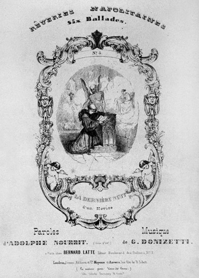 صورة في الواجهة للموسيقى الموسيقية Reveries Napolitaines ، 6 قصائد غيتانو دونيزيتي مع كلمات أدولف نوريت ، 1838 بواسطة المدرسة الفرنسية