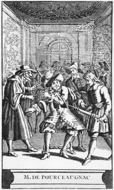 رسم توضيحي لواجهة الصورة من Monsieur de Pourceaugnac بواسطة Moliere ، c.1669 بواسطة المدرسة الفرنسية
