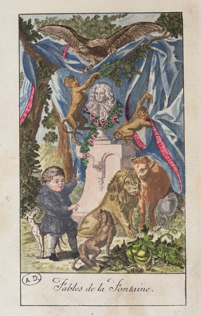 واجهة كتاب "Fables de La Fontaine" ، حرره Bouillon بواسطة المدرسة الفرنسية