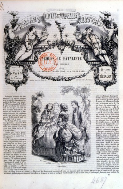 صورة من مجموعة من الروايات والقصص التي تضم جاك le Fataliste من Diderot ، نُشرت في باريس عام 1849 بواسطة المدرسة الفرنسية