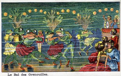 المستقبل: رؤية القرن التاسع عشر لعام 2000 - الدوري الإيطالي "" En l'year 2000 ": Le Ball des Grenouilles (sous la Mer) - Chromolithography by Villemard بواسطة المدرسة الفرنسية