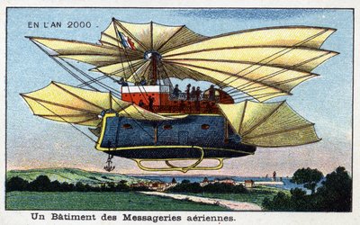 أيام المستقبل: رؤية القرن التاسع عشر لعام 2000 - الدوري الإيطالي "" En l'year 2000 ": مبنى من الرسائل الجوية - الطباعة الحجرية الملونة بواسطة فيلمارد بواسطة المدرسة الفرنسية