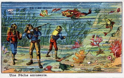 Futuredays: A Vision Century of the Year 2000 Series: A Fun Fishing (Under the Sea). الطباعة الحجرية الملونة بواسطة فيلمارد بواسطة المدرسة الفرنسية