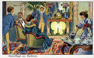 المستقبل: رؤية القرن التاسع عشر لعام 2000 سلسلة: تدفئة الراديوم. الطباعة الحجرية الملونة بواسطة فيلمارد بواسطة المدرسة الفرنسية