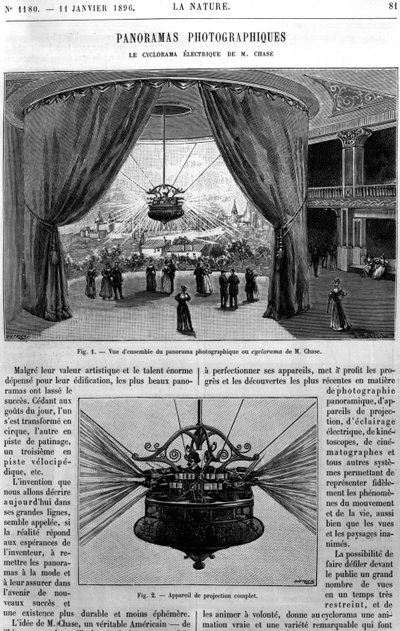 منظر عام لـ Chase Electric Cyclorama ، مأخوذ من La Nature ، 1896 بواسطة المدرسة الفرنسية