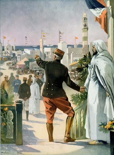 منظر عام للمعرض الفرنسي المغربي بالدار البيضاء ، من لو موند إيلوستري ، 22 أبريل 1916 بواسطة المدرسة الفرنسية