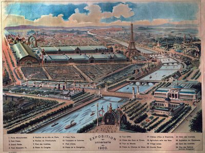 General view of the Paris Universal Exhibition. Engraving of 1900. Musee Carnavalet. بواسطة المدرسة الفرنسية