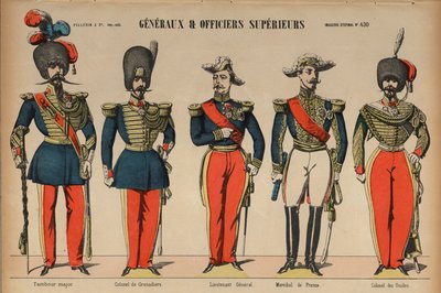 Generals and senior officers in the French Army (coloured engraving) بواسطة المدرسة الفرنسية