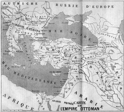 خريطة جغرافية للإمبراطورية العثمانية عام 1860. نقش في "" Le Monde Illustré "رقم 173 بتاريخ 4 أغسطس 1860. بواسطة French School