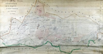 خريطة هندسية لجزيرة Hauterive بواسطة Labrune في عام 1787. بواسطة المدرسة الفرنسية
