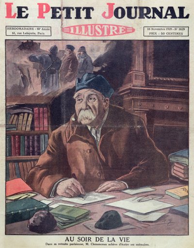جورج كليمنصو (1841-1929) في سن الشيخوخة ، غلاف لو بيتيت جورنال 10 نوفمبر 1929 بواسطة المدرسة الفرنسية
