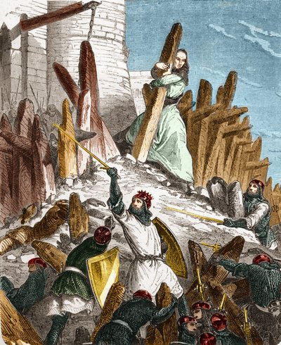 Geurre against Hugues du Puiset by Louis le Gros: Attack of the Chateau du Puiset (الموجود في مقاطعة Eure-et-Loir) من قبل قوات ملك فرنسا LOUIS VI le Gros في عام 1118. نقش في "Histoire De France En لوحات سنت بواسطة بول ليوجور بواسطة المدرسة الفرنسية