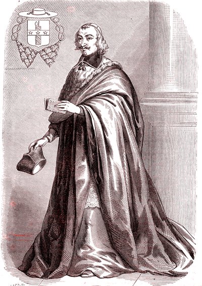 جوليو ريموندو مازارينو، كاردينال فرنسي ودبلوماسي من أصل إيطالي.1865 (نقش) بواسطة المدرسة الفرنسية