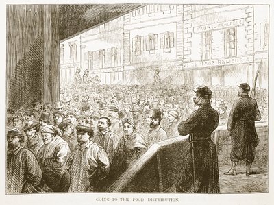 الذهاب إلى توزيع الطعام ، رسم توضيحي من كاسيلس تاريخ الحرب بين فرنسا وألمانيا ، 1870-1871 بواسطة المدرسة الفرنسية