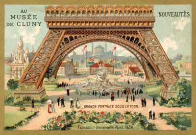 Grand fountain beneath the Eiffel Tower, Exposition Universelle, Paris بواسطة المدرسة الفرنسية