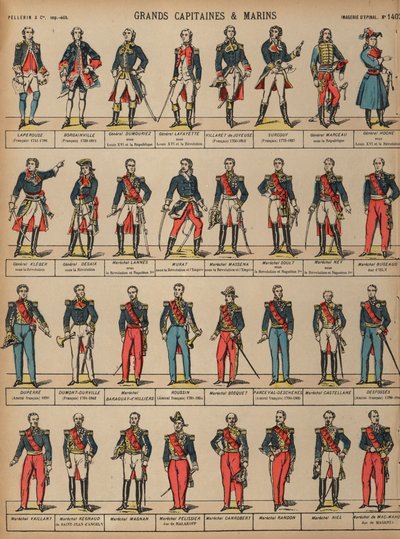 Great French military commanders (coloured engraving) بواسطة المدرسة الفرنسية