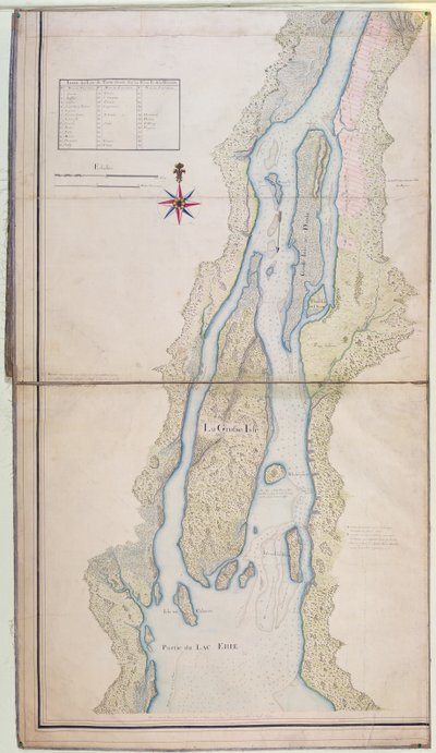 جزيرة غروس وجزء من بحيرة إيري ، 1796 (قلم وحبر ومرحاض على ورق) بواسطة المدرسة الفرنسية