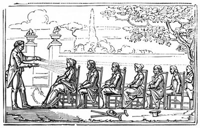العلاج المغناطيسي الجماعي ، التوضيح من Therapeutique Magnetique بواسطة Baron du Potet ، 1863 بواسطة المدرسة الفرنسية
