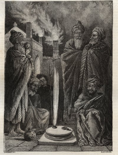 Guebre (أو الزرادشتية) بالقرب من باكو (باكو ، أذربيجان) - Fireworshippers - الموسوعة الوطنية الجديدة لموريس لا شارست - 1870 - بواسطة المدرسة الفرنسية