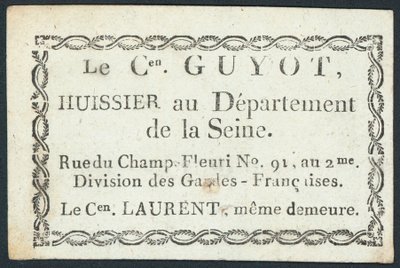 Guyot ، مأمور ، بطاقة تجارية بواسطة المدرسة الفرنسية