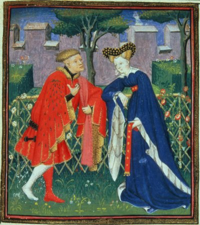 Harl 4431 f.376 مائة قصيدة عن سيدة وعشيقها ، نسخة باريسية ، حوالي 1410-15 بواسطة المدرسة الفرنسية