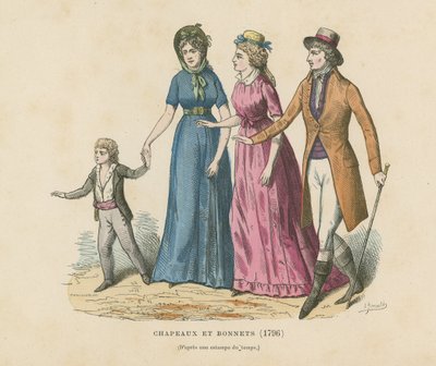 القبعات والبونيه 1796 بواسطة المدرسة الفرنسية
