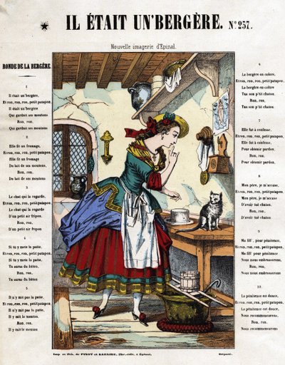 He was a shepherdess. Childborn song. Picture of Epinal from the 19th century. بواسطة المدرسة الفرنسية