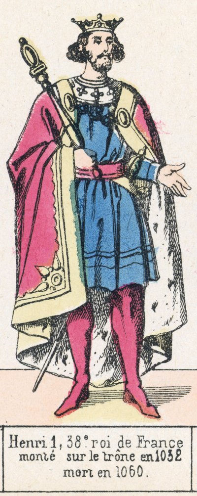 Henri 1, 38e roi de France, monte sur le trone en 1032, mort en 1060 (coloured engraving) بواسطة المدرسة الفرنسية