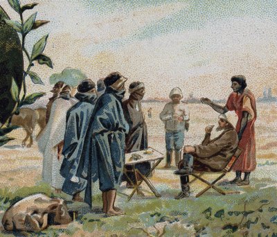 هنري دوفييه ، الجغرافي والمسافر الفرنسي (1840-1892) ، يتحدث مع طوارق أزغار (الصحراء الجزائرية) بواسطة المدرسة الفرنسية