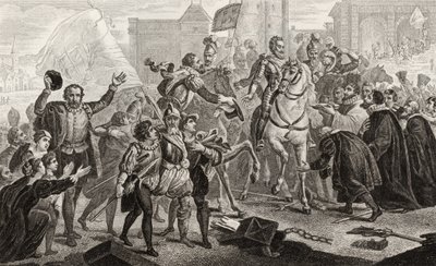 هنري الرابع (1553-1610) يدخل باريس عام 1594 ، من "هيستوار دو فرانس" بقلم كولارت ، نُشر عام 1840 بواسطة المدرسة الفرنسية