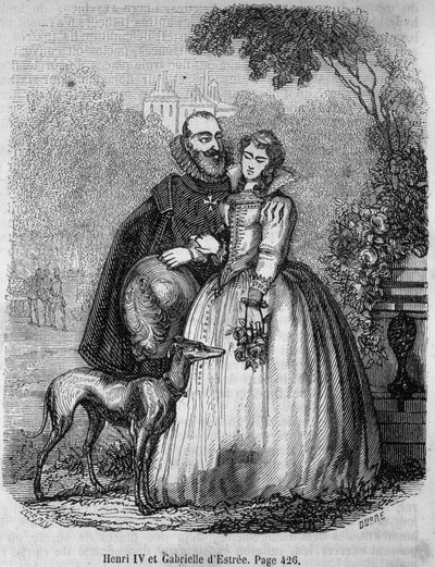 Henri IV (1553 - 1610) و Gabrielle d'Estrée عشيقته (1573 - 1599) - في "" Histoire de France "" بقلم L.-P. Anquetil بواسطة المدرسة الفرنسية