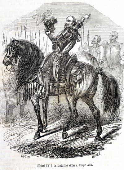 هنري الرابع (1553 - 1610) في معركة إيفري (14/03/1590) - في "" هيستوار دو فرانس "بقلم L.-P. Anquetil بواسطة المدرسة الفرنسية