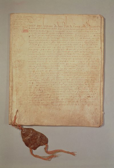 هنري الرابع ، بنعمة الله ، ملك فرنسا ونافار ، الصفحة الأولى من "مرسوم نانت" ، 1598 (انظر أيضًا 156756) (حبر على ورق) بواسطة المدرسة الفرنسية