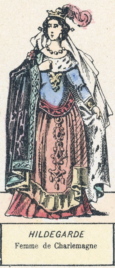 Hildegarde, Femme de Charlemagne (coloured engraving) بواسطة المدرسة الفرنسية