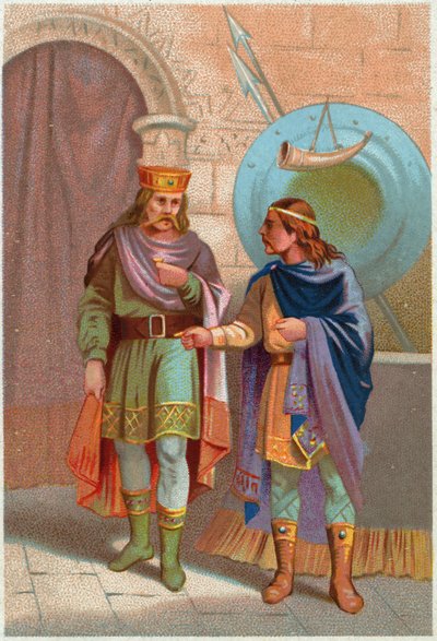 تاريخ. فرنسا. Childeric الأول ، ملك Merovingian ، طرده الصراحون. الصور ، فرنسا ، حوالي 1900 (طباعة) بواسطة المدرسة الفرنسية