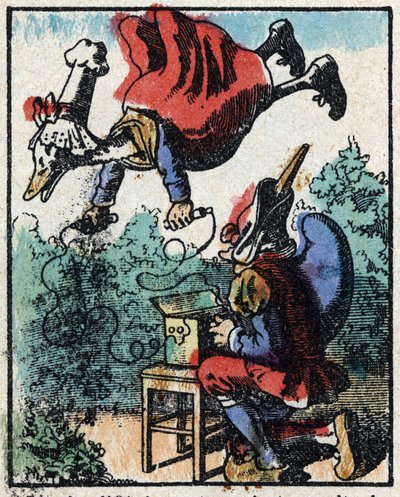 تاريخ الدكتور Pulcinella (Polichinelle). نقش الخشب للتصوير Pellerin - إبينال ، sd. أواخر القرن التاسع عشر. بواسطة المدرسة الفرنسية
