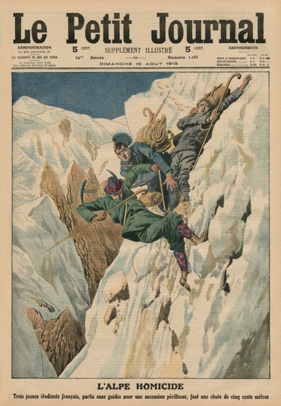 Homicidal Alp ، الغلاف الأمامي من `` Le Petit Journal &39;&39; ، ملحق illustre ، 10 أغسطس 1913 بواسطة French School