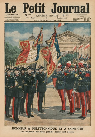 تكريم Polytechnique و Saint-Cyr ، صورة الغلاف الأمامي من لو بيتيت جورنال ، تكميلية ، 26 أبريل 1914 بواسطة المدرسة الفرنسية