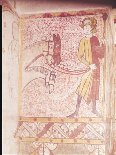فارس يحمل زمام ثلاثة خيول ، من الجدار الشمالي ، ج 1265 بواسطة المدرسة الفرنسية