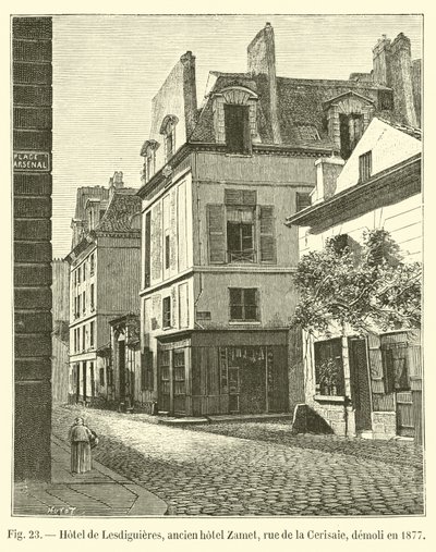 فندق de Lesdiguieres ، فندق Zamet السابق ، شارع de la Cerisaie ، تم هدمه عام 1877 بواسطة المدرسة الفرنسية
