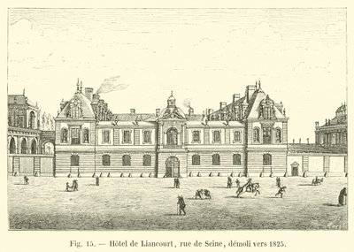 هدم فندق de Liancourt ، شارع de Seine ، حوالي عام 1825 بواسطة المدرسة الفرنسية