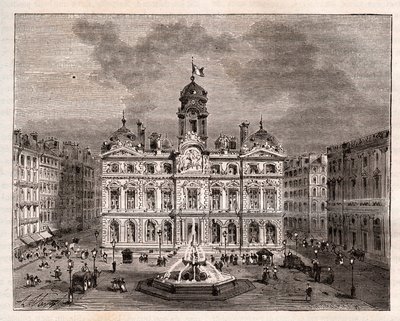 Hotel de Ville de Lyon - - نقش في "" La France illustree: الجغرافيا والتاريخ والإدارة الإحصائية "بقلم V.A. الشعير براون. 1884 بواسطة المدرسة الفرنسية
