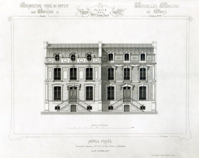 فنادق برايفز ، 10 و 12 شارع بلزاك ، باريس ، من الهندسة المعمارية Privee au C19th ، بواسطة المدرسة الفرنسية