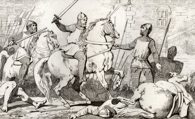 Hugh Capet (941-96) يمسك تشارلز لورين ، من "Histoire de France" بواسطة Colart ، تم نشره عام 1840 بواسطة المدرسة الفرنسية