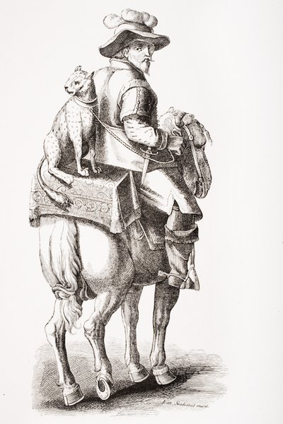 الصيد مع النمر ، بعد جان سترادان (1523-1605) ، من "Le Moyen Age et La Renaissance" بواسطة Paul Lacroix (1806-1884) المنشور عام 1847 بواسطة المدرسة الفرنسية