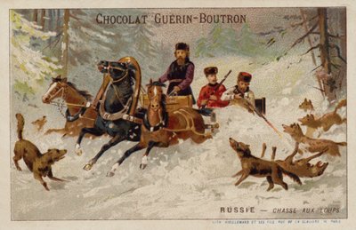 Hunting wolves, Russia (chromolitho) بواسطة المدرسة الفرنسية