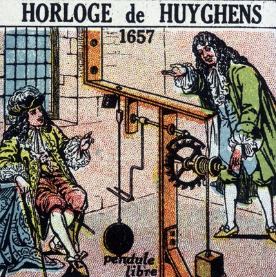 ساعة Huyghens 1657 (بندول مجاني) - نقش ، deb. القرن ال 20 بواسطة المدرسة الفرنسية