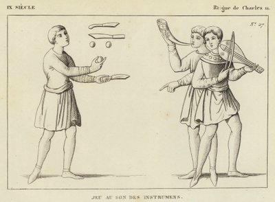 القرن التاسع ، عهد تشارلز الثاني ، Jeu au Son des Instruments (نقش) بواسطة المدرسة الفرنسية